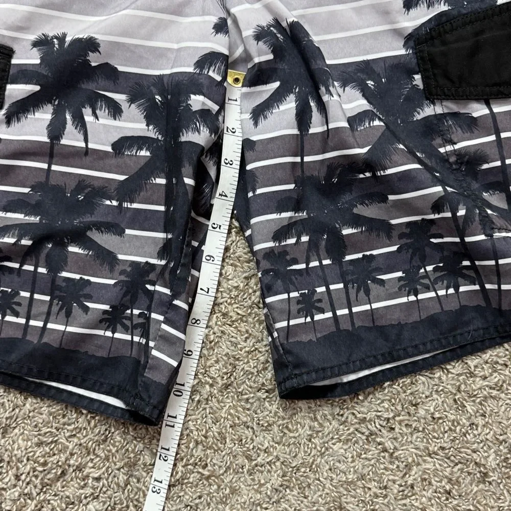 Hang Ten Black & Gray Palm Tree Swim Trunks